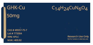 GHK-Cu Copper 50mg, 99% HPLC, Research use only. Not for human or veterinary use.