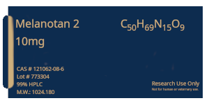 Melanotan II, 10mg, (Lyophilized Powder),$49.00,N/A,99% HPLC,Research use only. Not for human or veterinary use.